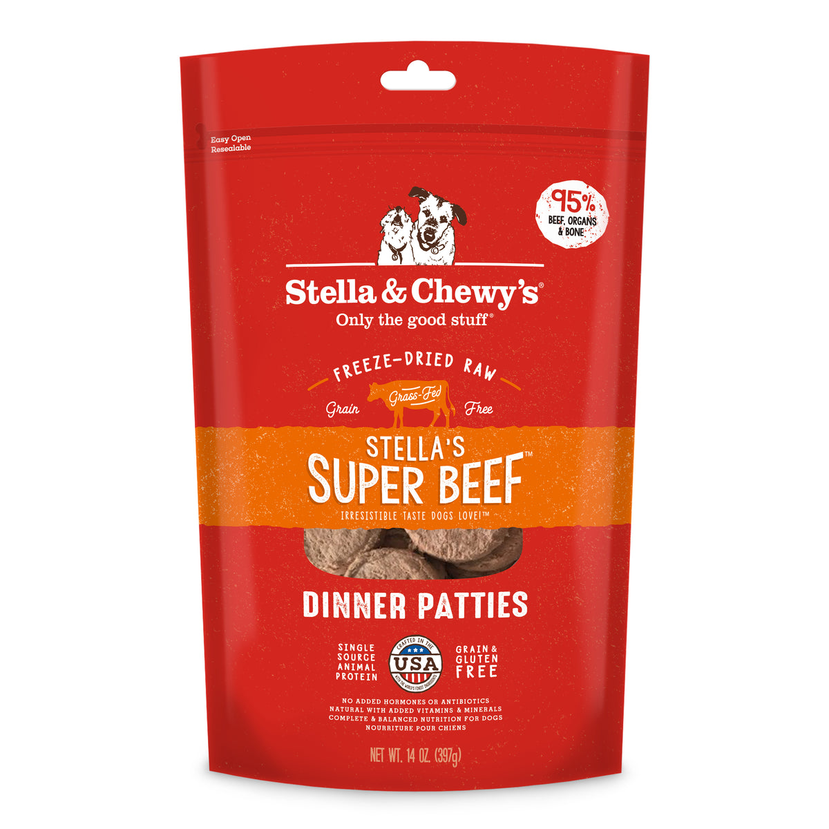 STELLA & CHEWY'S DOG PATTIES BEEF FD 14OZ