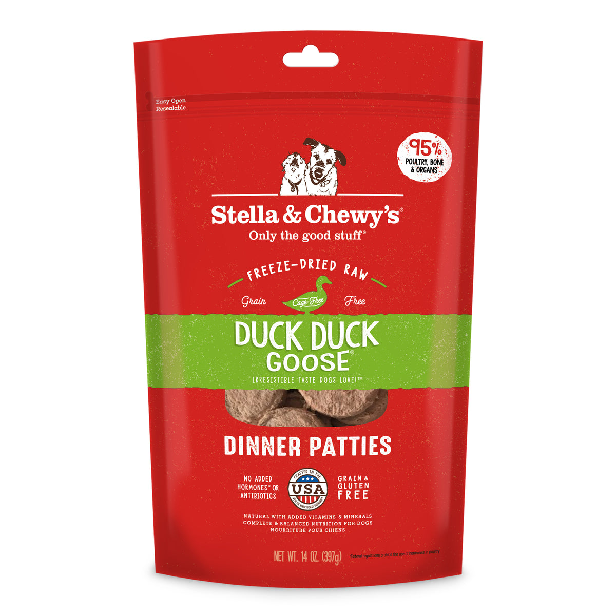 STELLA & CHEWY'S DOG PATTIES DUCK FD 14OZ
