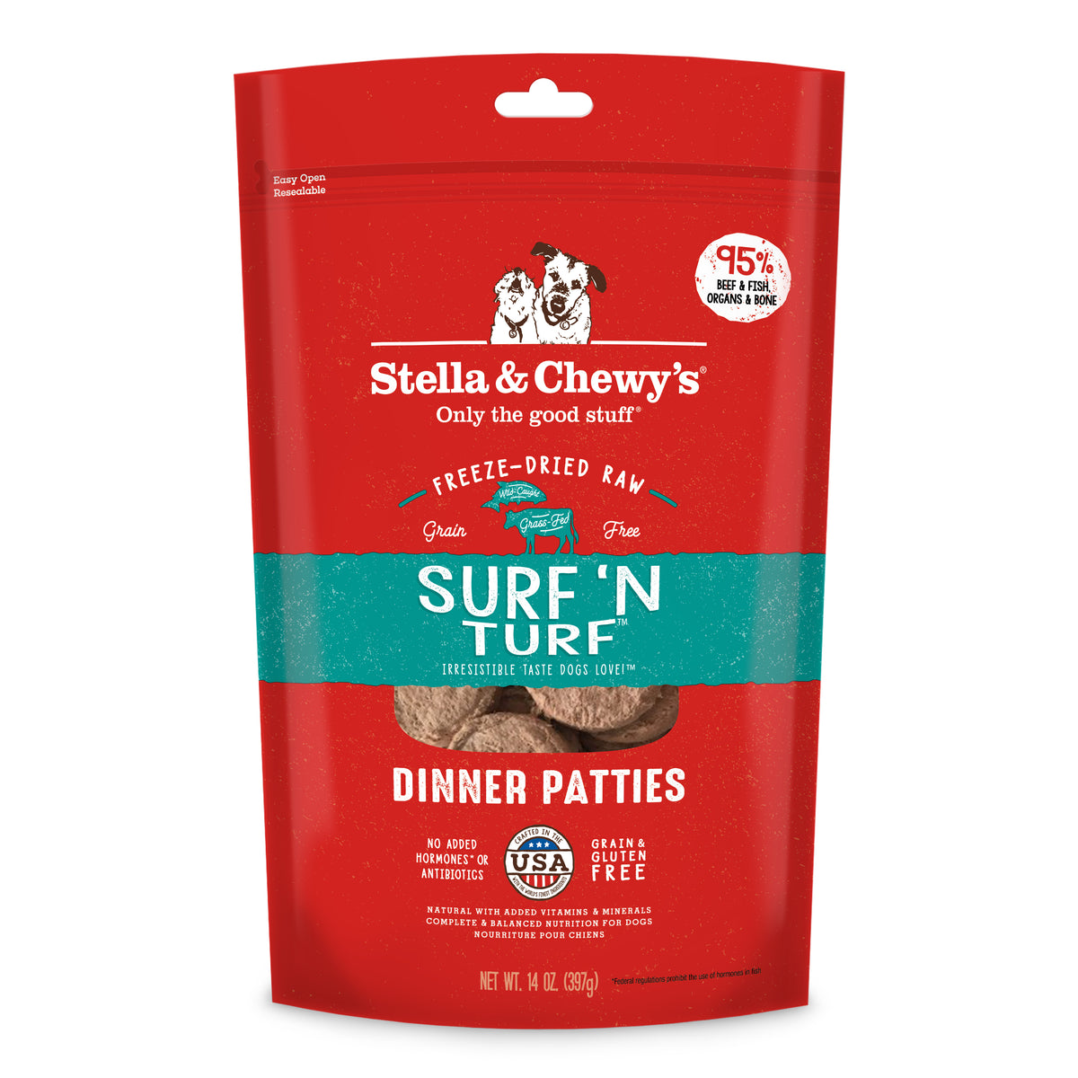 STELLA & CHEWY'S DOG PATTIES SURF N TURF FD 14OZ