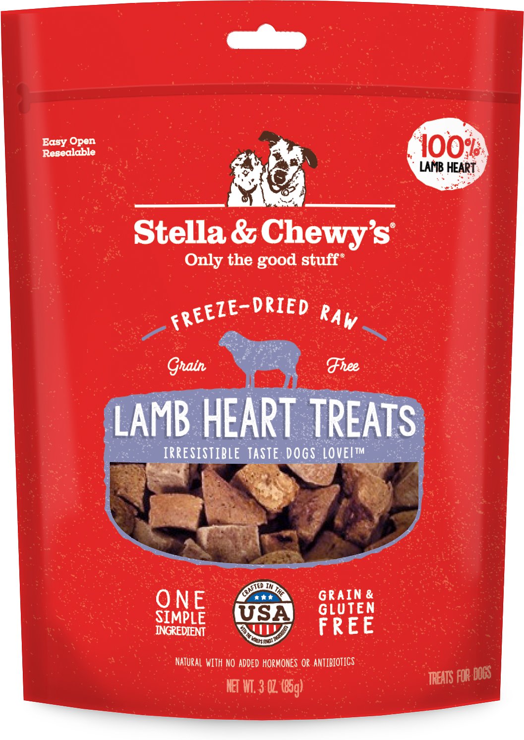 STELLA & CHEWY'S DOG LAMB HEART TREAT FD 3OZ