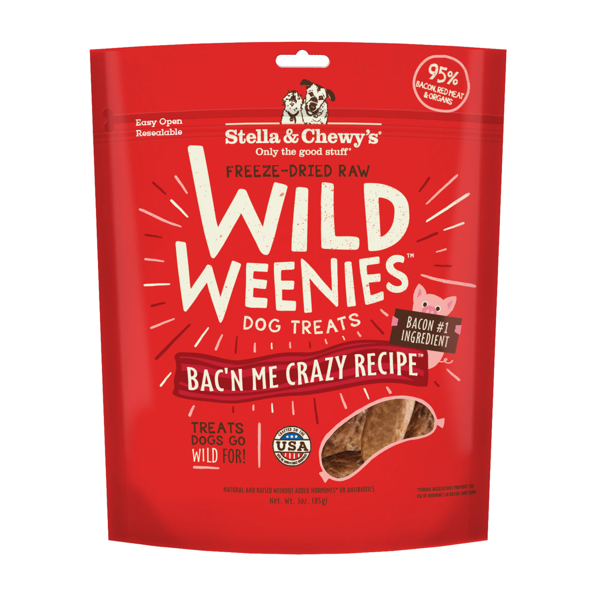 STELLA & CHEWY'S DOG WILD WEENIES BAC'N TREAT 3OZ