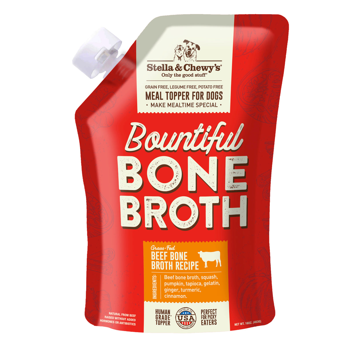 STELLA & CHEWY'S DOG BEEF BONE BROTH POUCH 16OZ