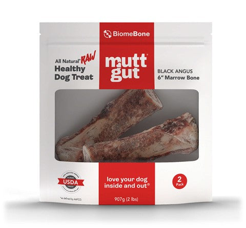 MUTT GUT DOG BLACK ANGUS MARROW BONE 6" FROZEN 2CT 2LB