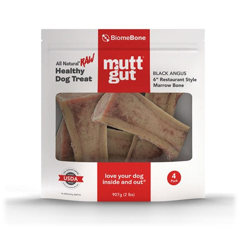 MUTT GUT DOG BLACK ANGUS MARROW BONE 6" FROZEN 4CT