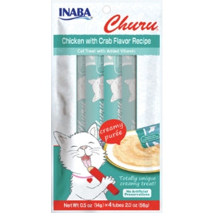 INABA CAT CHURU PUREES CHICKEN WITH CRAB FLAVOR RECIPE .5OZ - 4 PACK