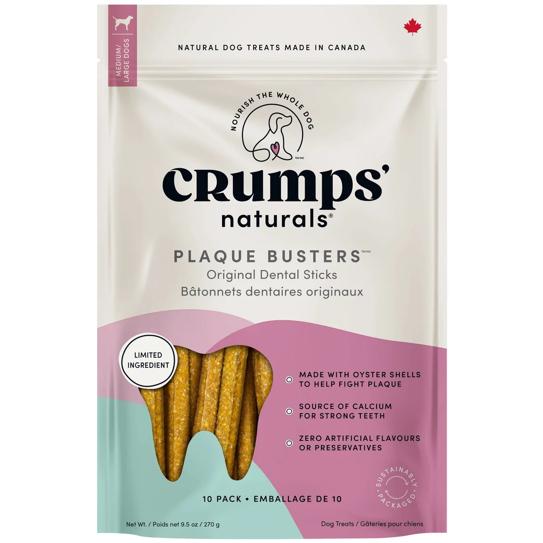 Crumps Plaque Busters Original Dental Sticks 7" 10pk