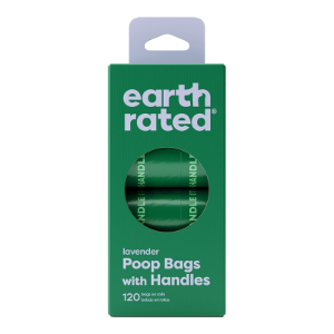 EARTH RATED DOG LAVENDER POOP BAGS WITH HANDLES REFILL ROLLS - 120 COUNT