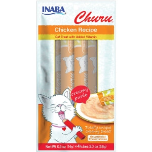 Inaba Churu Lickable Purée Natural Cat Treats Chicken with Shrimp 4pk