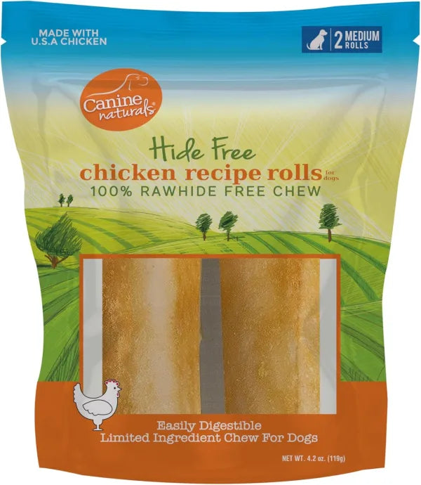 CANINE NATURALS CHICKEN CHEW ROLL 4" 2PK