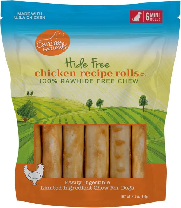 CANINE NATURALS CHICKEN CHEW 2.5" MINI ROLL 6PK