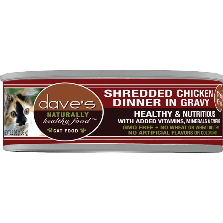 DAVE'S PET FOOD CAT NATURALLY HEALTHY SHREDDED CHICKEN IN GRAVY 5.5Z