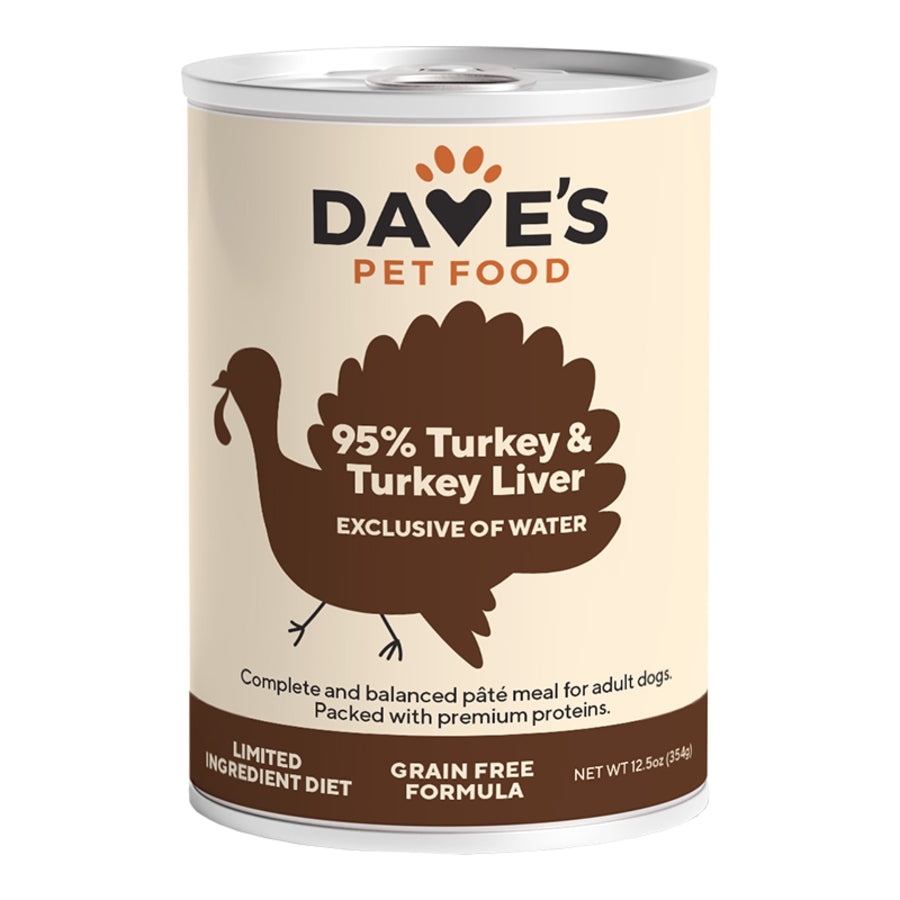 DAVE'S PET FOOD DOG 95% PREMIUM TURKEY LIVER 12.5Z