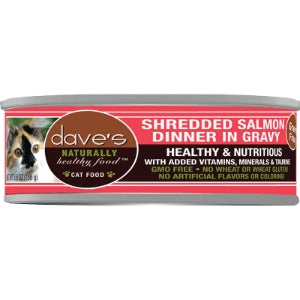 DAVE'S PET FOOD CAT NATURALLY HEALTHY SHREDDED SALMON IN GRAVY 5.5Z