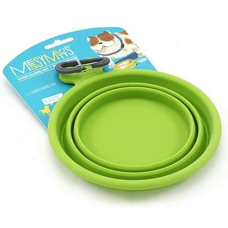MESSY MUTTS DOG COLLAPSIBLE BOWL GREEN 1.75 CUP
