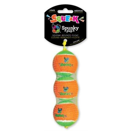 Spunky Pup Squeaky Tennis Balls 3pk MD