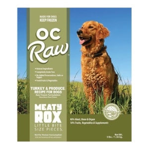 OC RAW DOG GRAIN FREE FROZEN MEATY ROX TURKEY & PRODUCE 3LBS